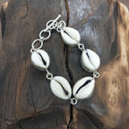 Drop Shape Cowrie Shell 925 Silver Bracelet