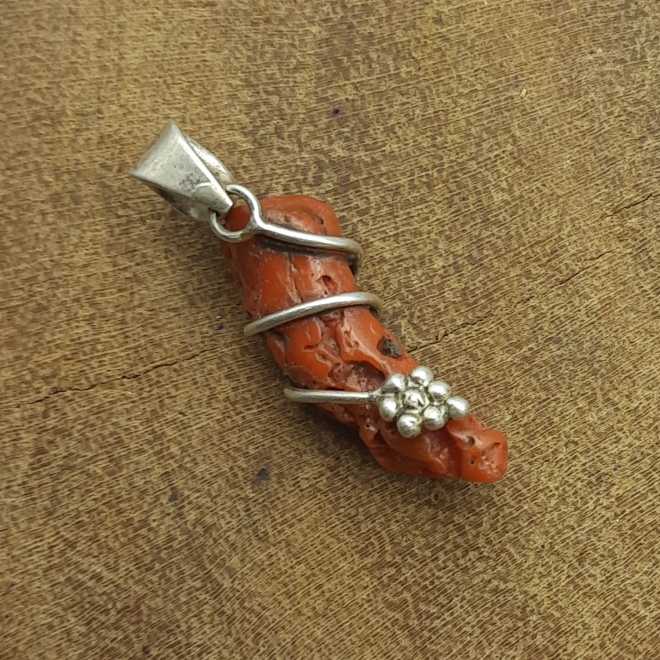 925 Sterling Silver Coral Reef Pendant – Natural Gemstone Astrology Healing Jewelry