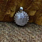 Raw Rose Quartz 925 Silver Boho Necklace Handmade