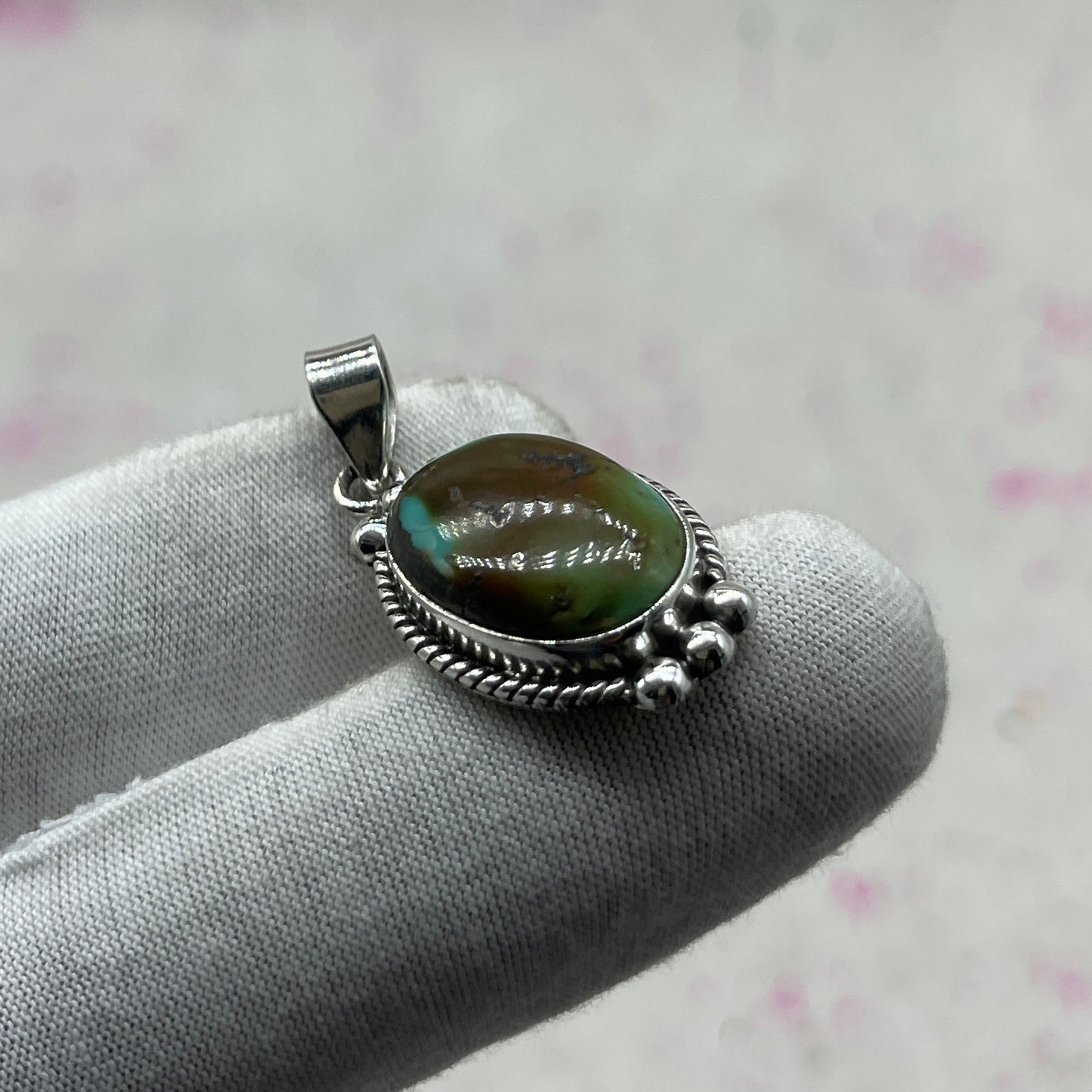 Tibetan Turquoise 925 Sterling Silver Pendant – Handmade Tribal Jewelry