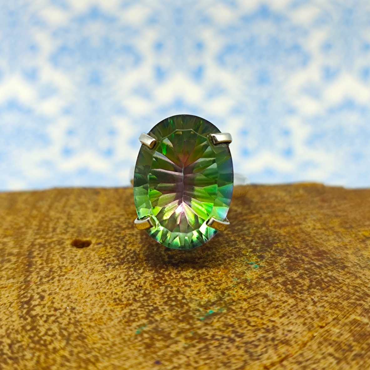 Claw Prong Design 925 Sterling Silver Handmade Mystic Topaz Ring