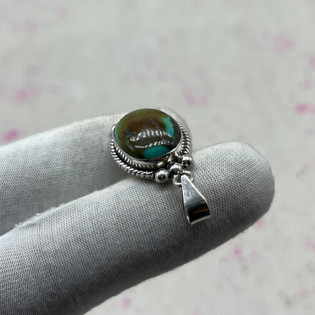 Tibetan Turquoise 925 Sterling Silver Pendant – Handmade Tribal Jewelry