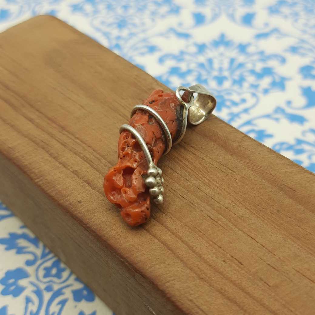 925 Sterling Silver Coral Reef Pendant – Natural Gemstone Astrology Healing Jewelry