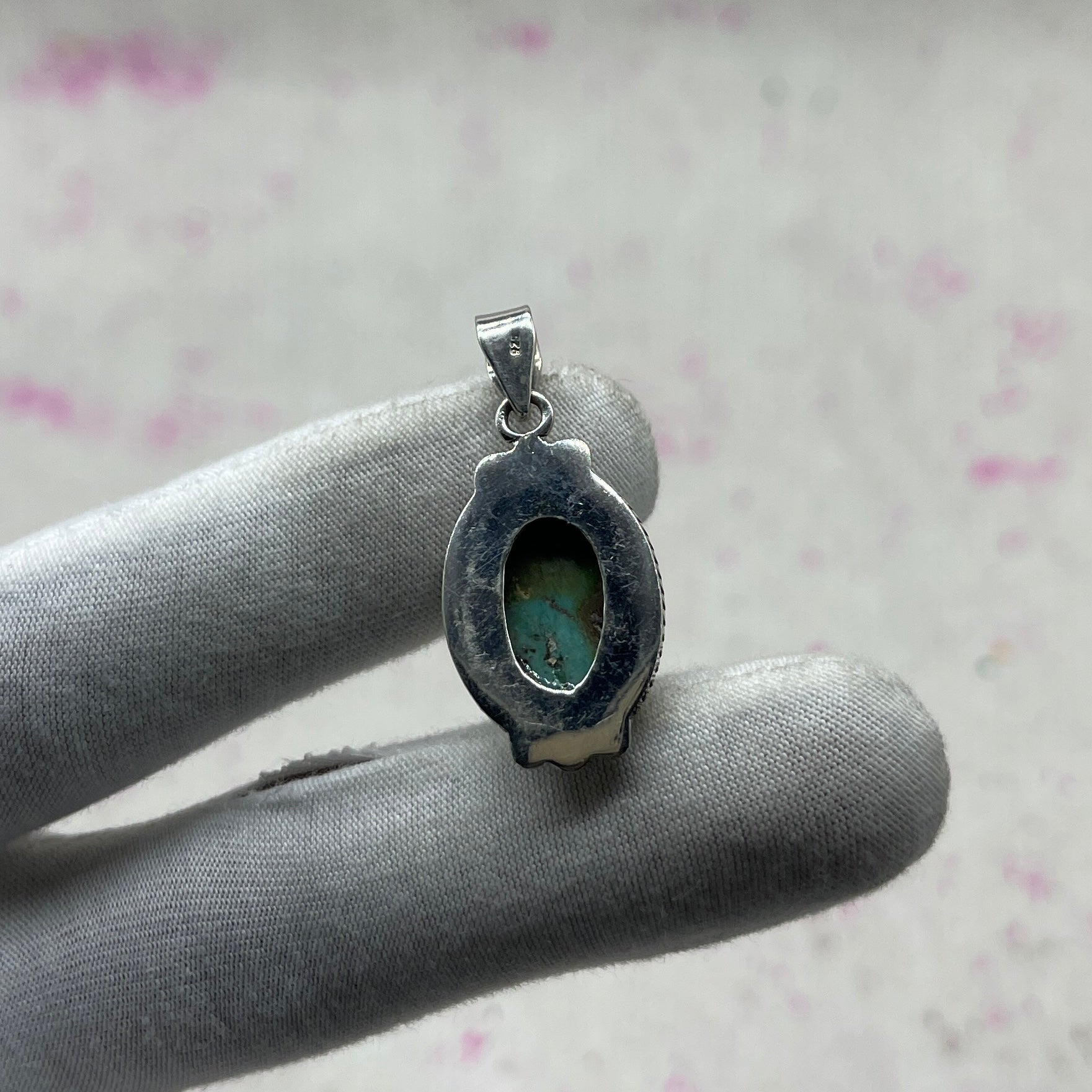 Tibetan Turquoise 925 Sterling Silver Pendant – Handmade Tribal Jewelry