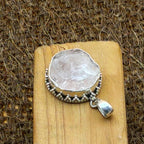 Raw Rose Quartz 925 Silver Boho Necklace Handmade