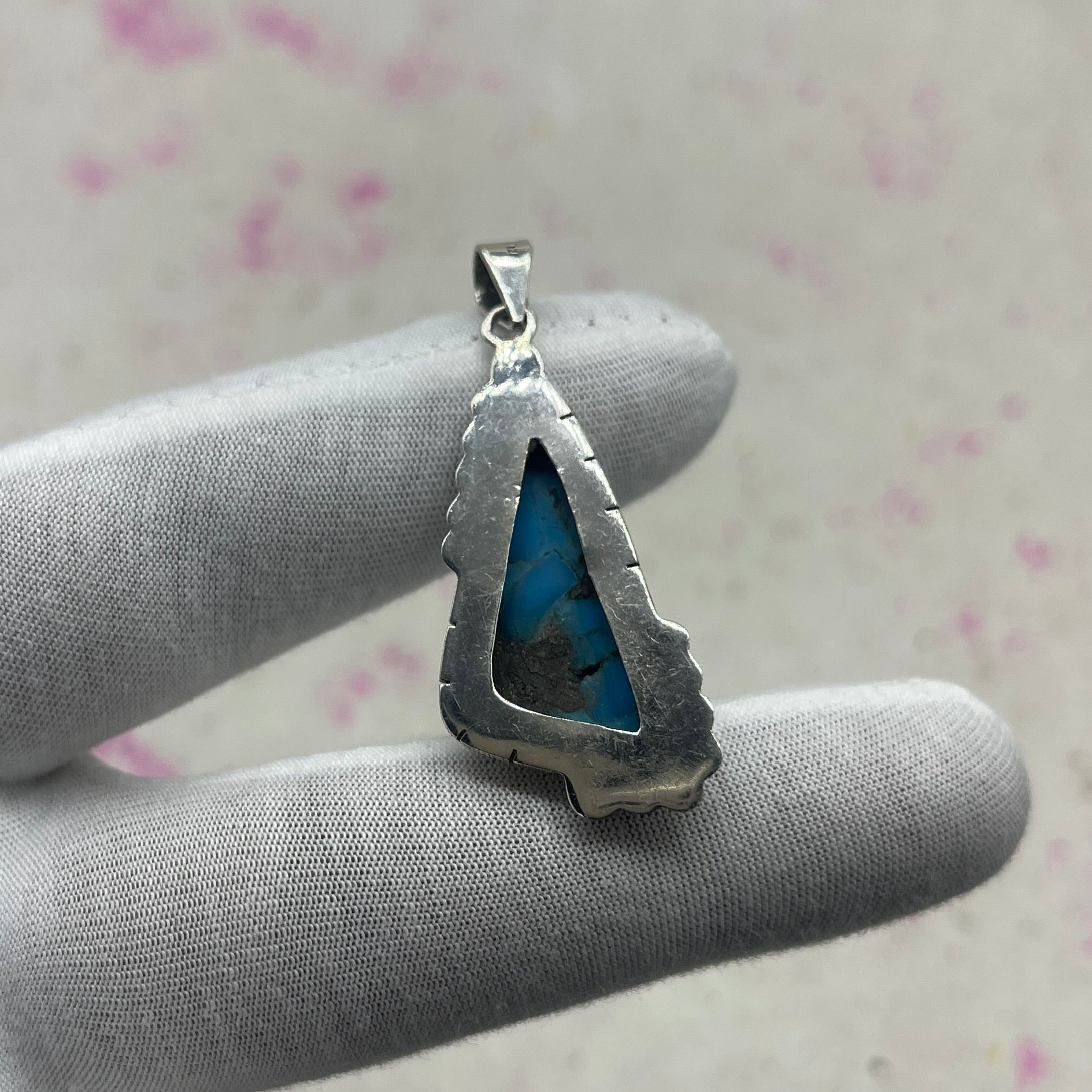 Blue Mohave Turquoise 925 Sterling Silver Pendant – Handmade Artisan Jewelry