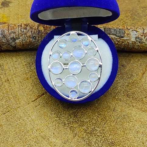 925 Sterling Silver Handmade Bohemian Rainbow Moonstone Jumble Ring