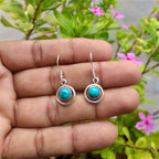925 Sterling Silver Turquoise Drop Earrings