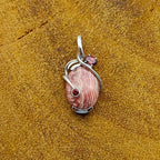 Rhodochrosite & Garnet Nepali Bohemian Handmade Silver Pendant