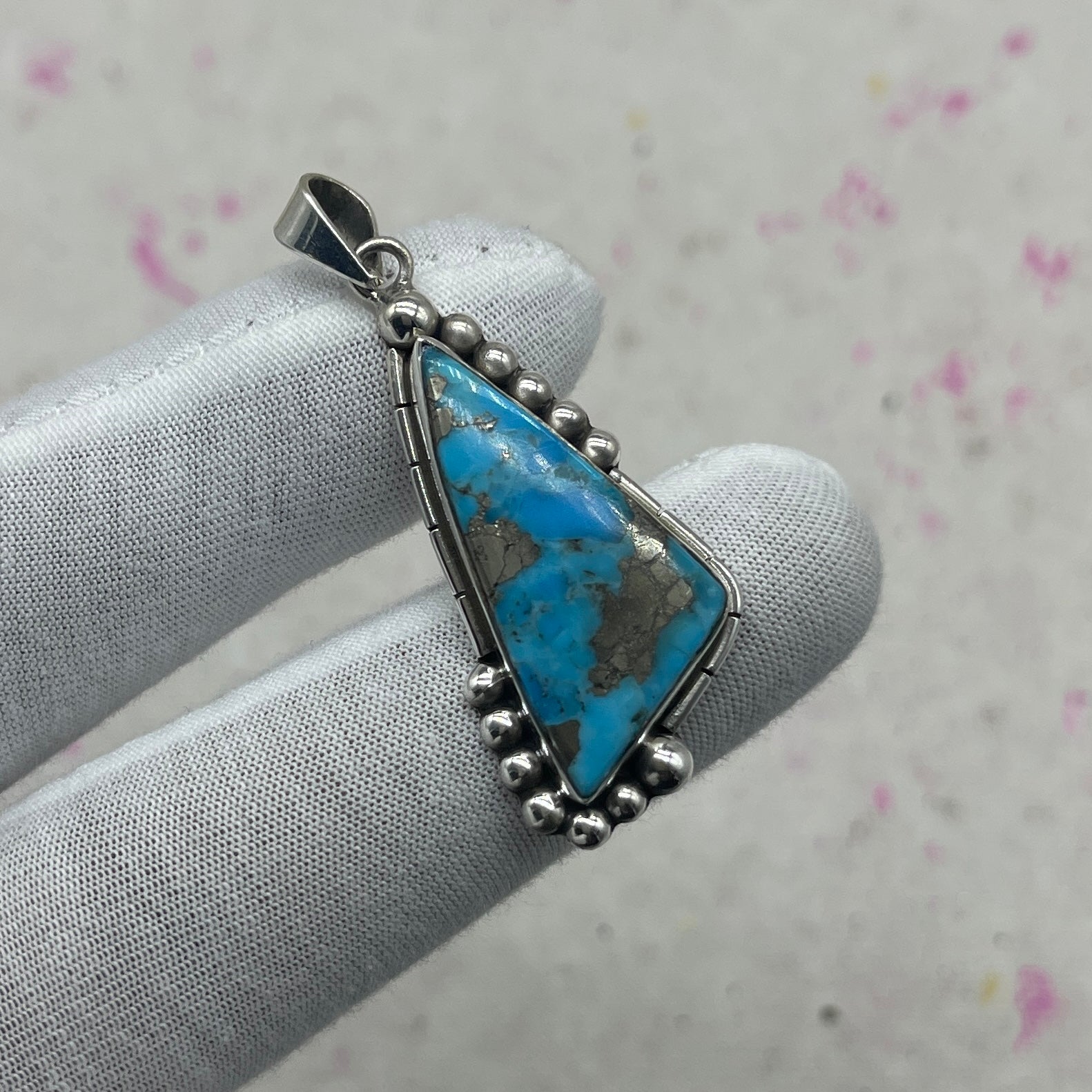 Blue Mohave Turquoise 925 Sterling Silver Pendant – Handmade Artisan Jewelry