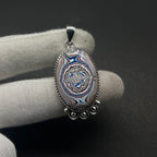 Fordite Cabochon 925 Silver Boho Artisan Pendant