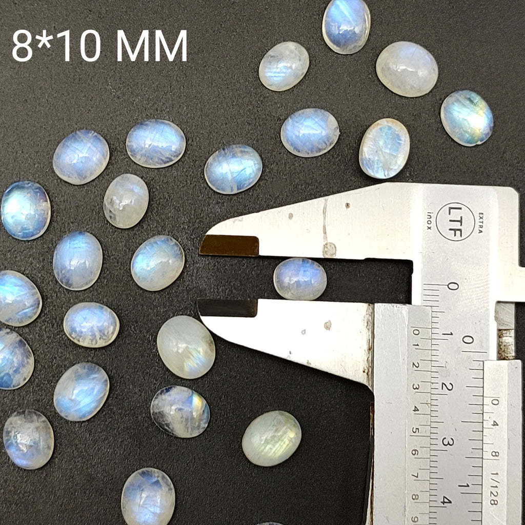 Oval Shape Natural Rainbow Moonstone AAA+ Quality Lot Of 5 PCS