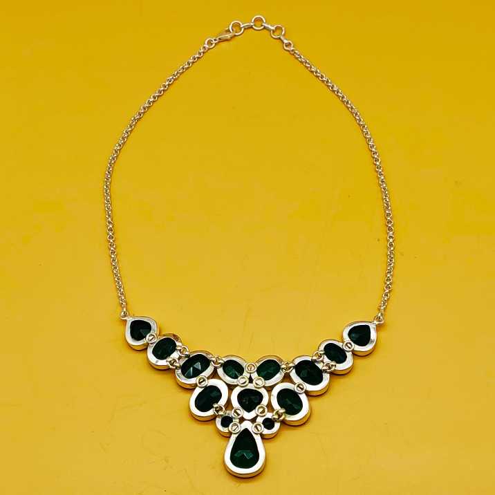 Green Onyx 925 Silver Custom Necklace High Polish Gift India