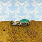 Dyed Emerald Faceted 925 Silver Boho Pendant Nepali