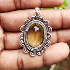 Natural Lemon Topaz Gemstone Solid 925 Sterling Silver Pendant Handmade