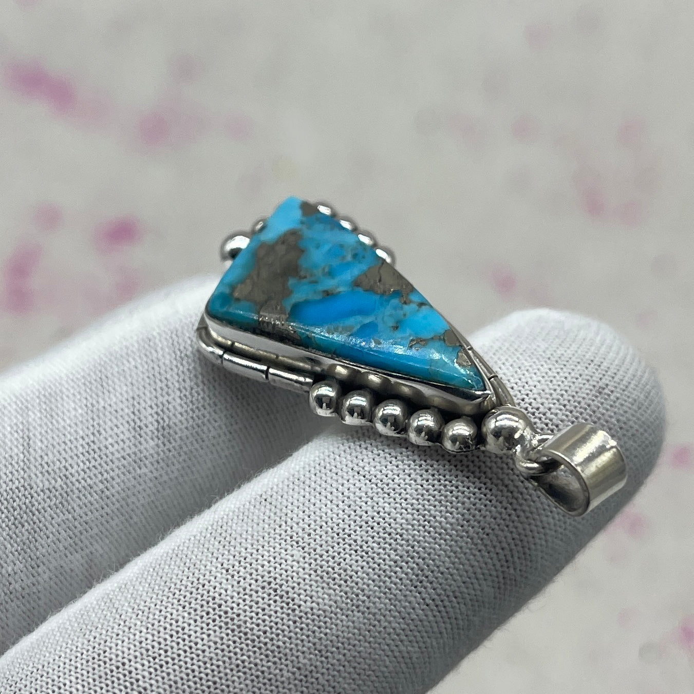 Blue Mohave Turquoise 925 Sterling Silver Pendant – Handmade Artisan Jewelry