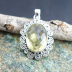 Natural Lemon Topaz Gemstone Solid 925 Sterling Silver Pendant Handmade