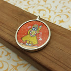Shree Nath Ji Hand-Painted Pendant in 925 Sterling Silver – Divine Krishna Art Frame