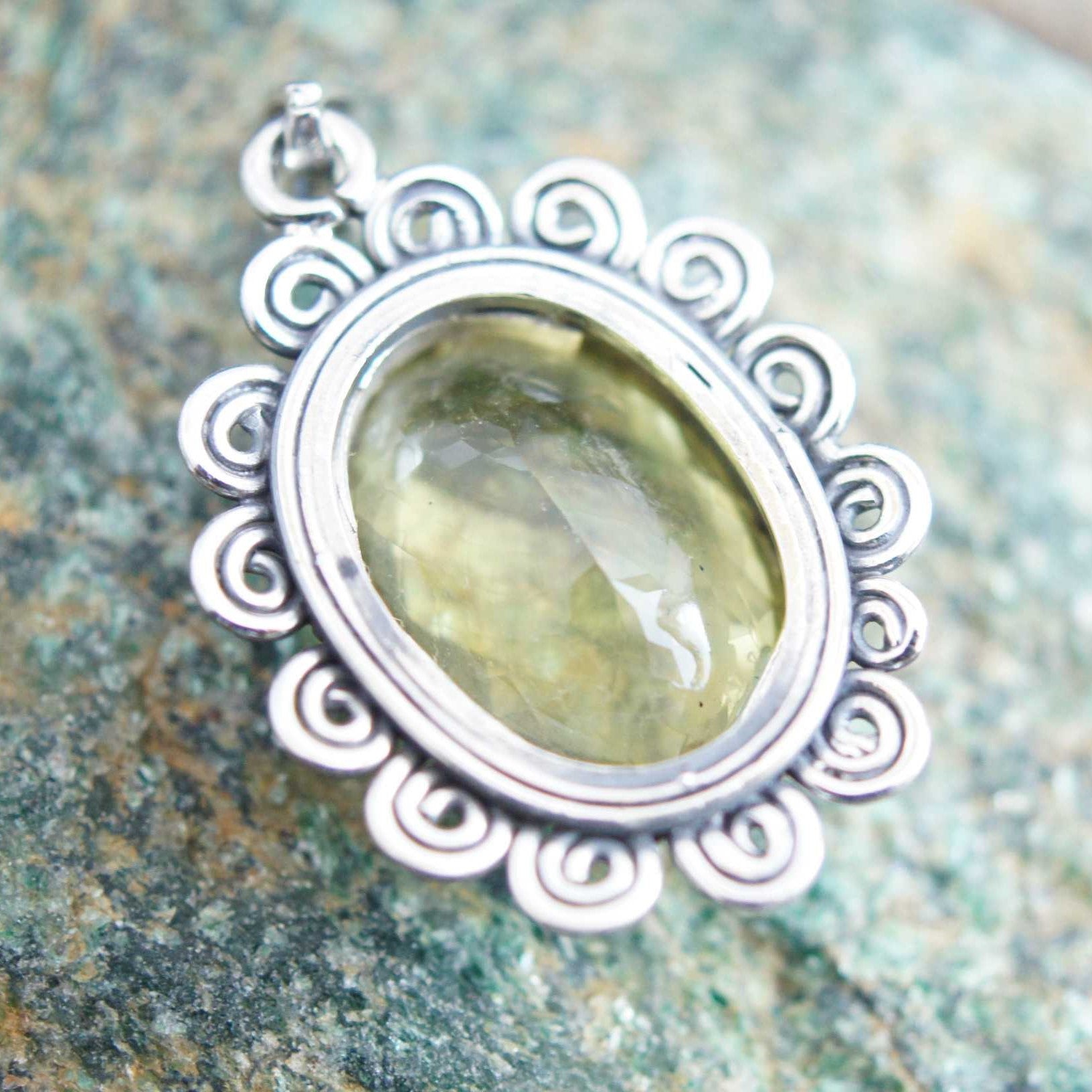 Natural Lemon Topaz Gemstone Solid 925 Sterling Silver Pendant Handmade