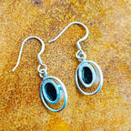 Hanging Black Onyx Earring 925 Solid Silver Oval Stone Hanging Earring
