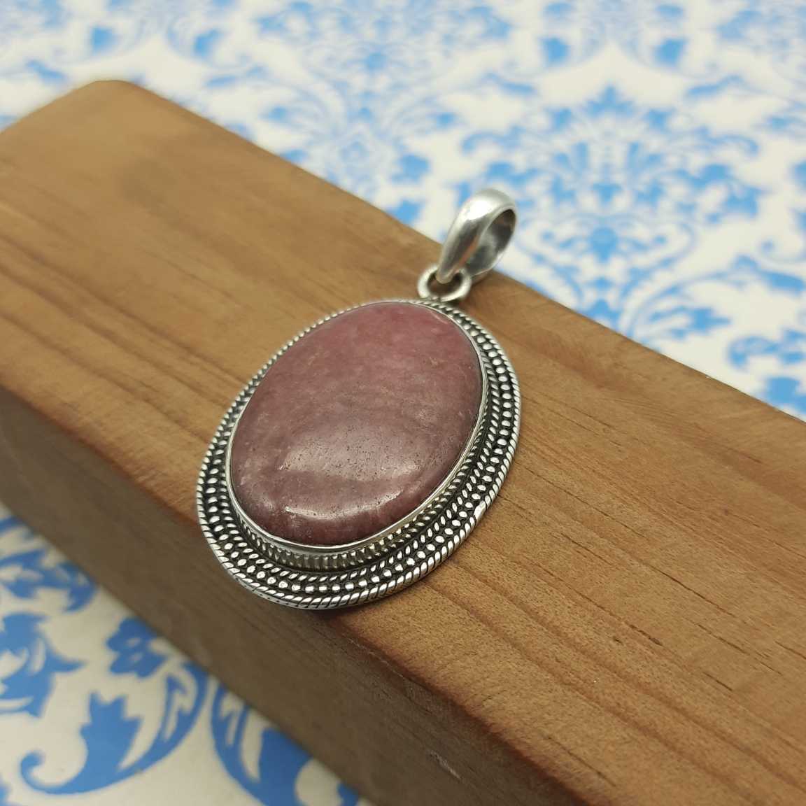 Rhodonite 925 Sterling Silver Handmade Nepali Bohemian Statement Jewelry