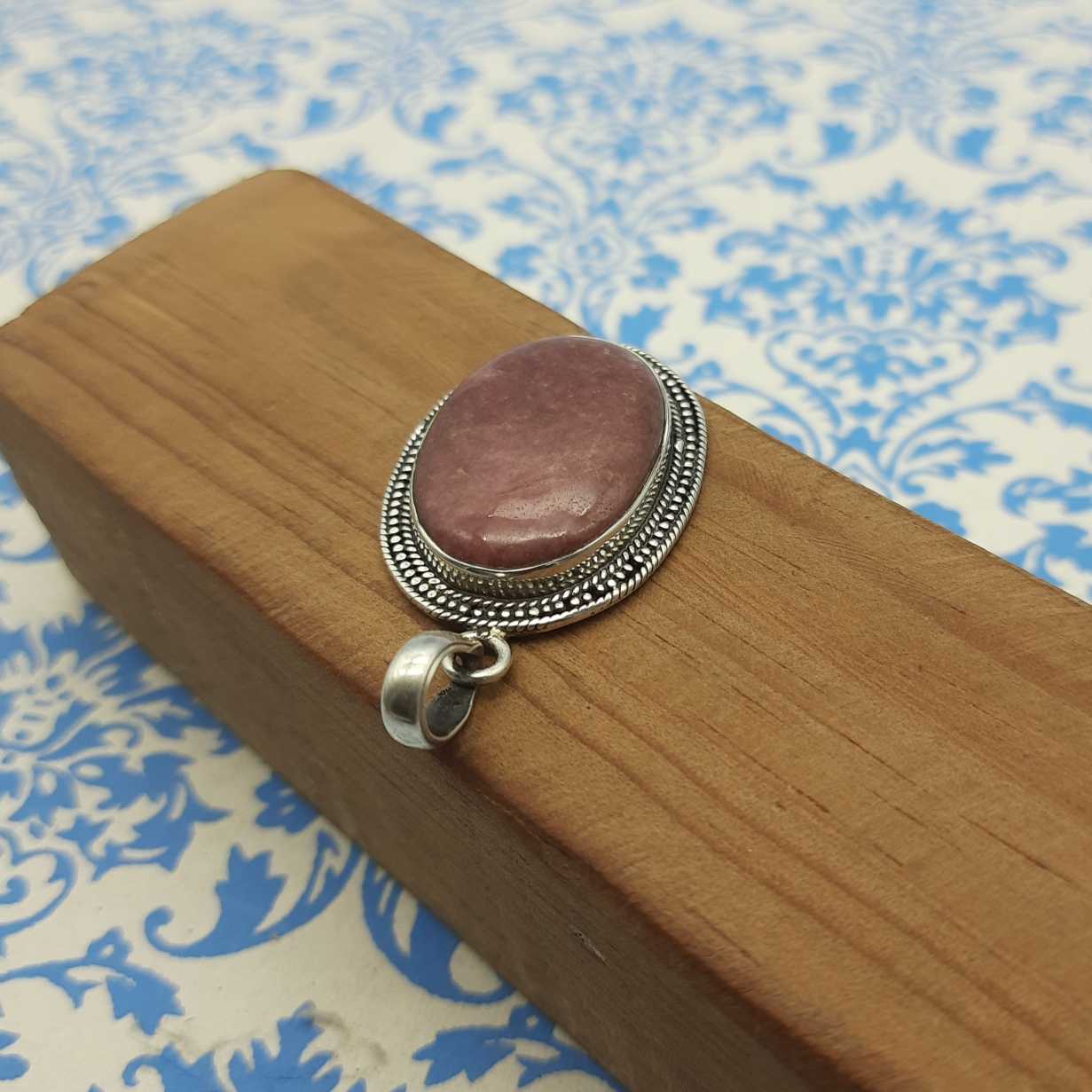 Rhodonite 925 Sterling Silver Handmade Nepali Bohemian Statement Jewelry