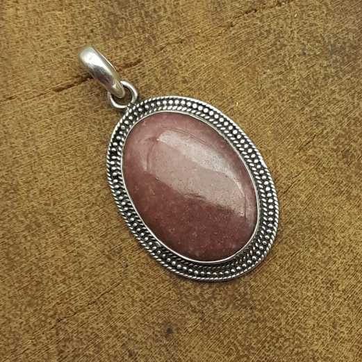 Rhodonite 925 Sterling Silver Handmade Nepali Bohemian Statement Jewelry