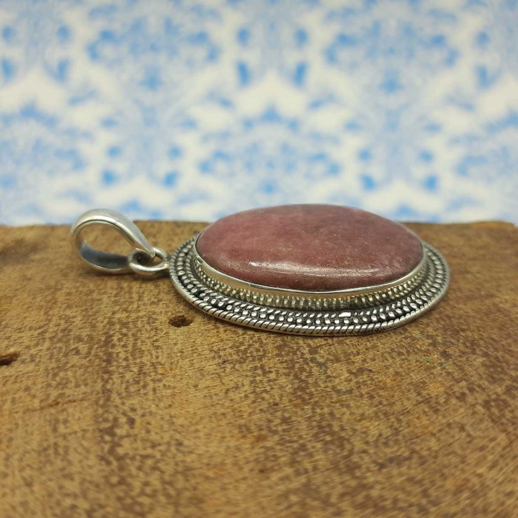 Rhodonite 925 Sterling Silver Handmade Nepali Bohemian Statement Jewelry