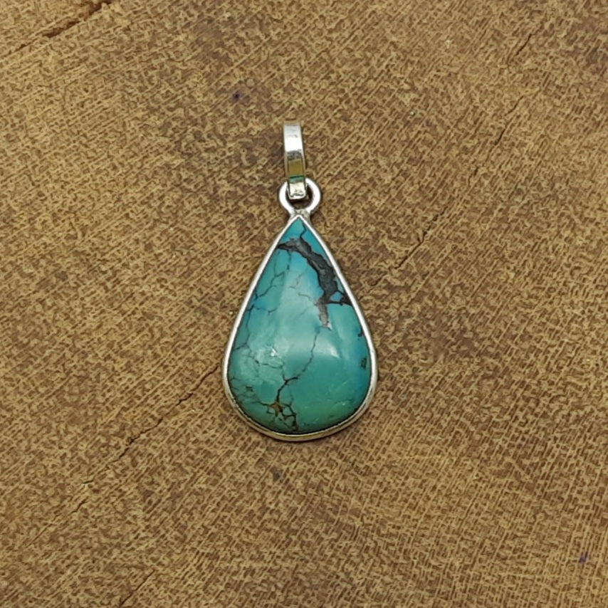 Tibetan Turquoise 925 Silver Drop Pendant Necklace Wholesale
