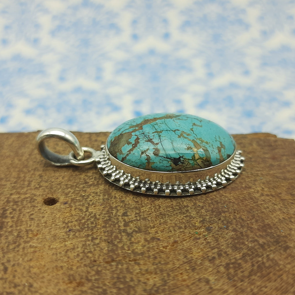 Tibetan Turquoise 925 Sterling Silver Handmade Nepali Tribal Bohemian Jewelry