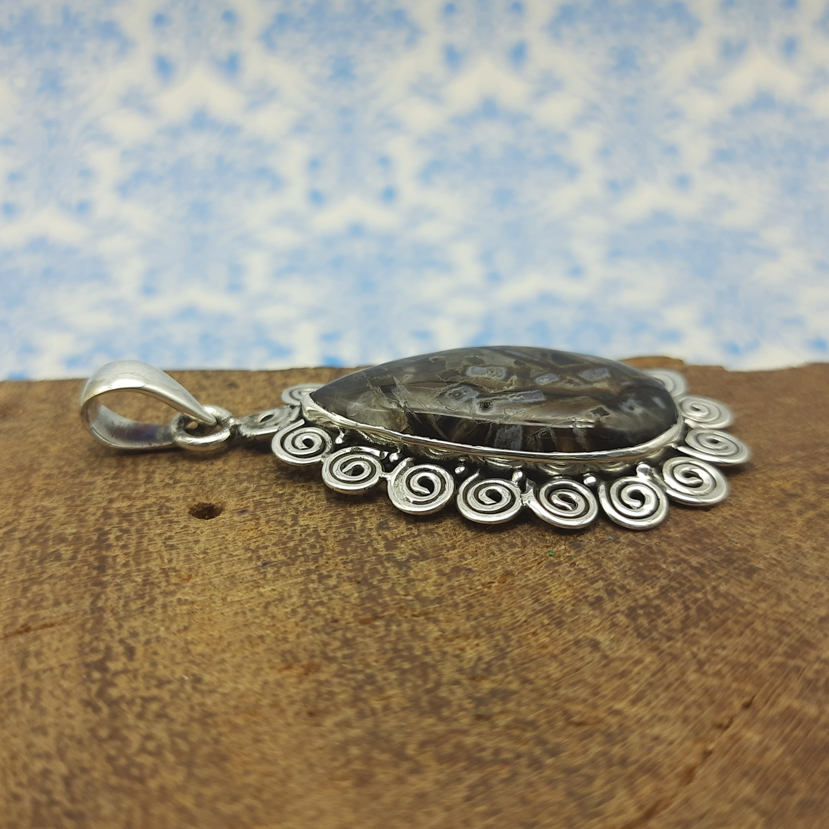 Stick Agate 925 Sterling Silver Handmade Nepali Bohemian Raw Style Jewelry