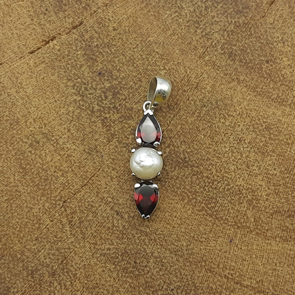 Garnet & Pearl 925 Sterling Silver Handmade Nepali Bohemian Dual Gem Jewelry