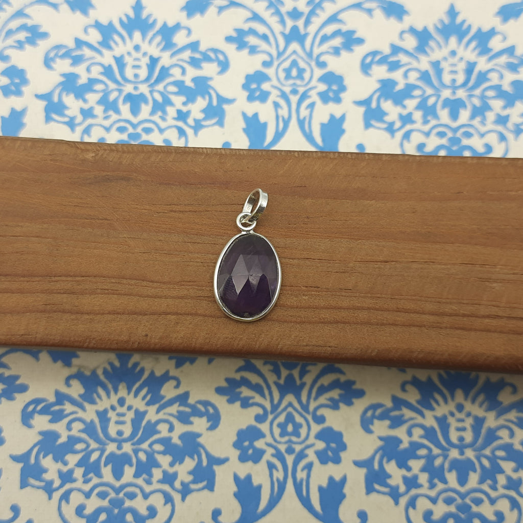 Faceted Amethyst 925 Silver Pendant Fashion Wholesale India