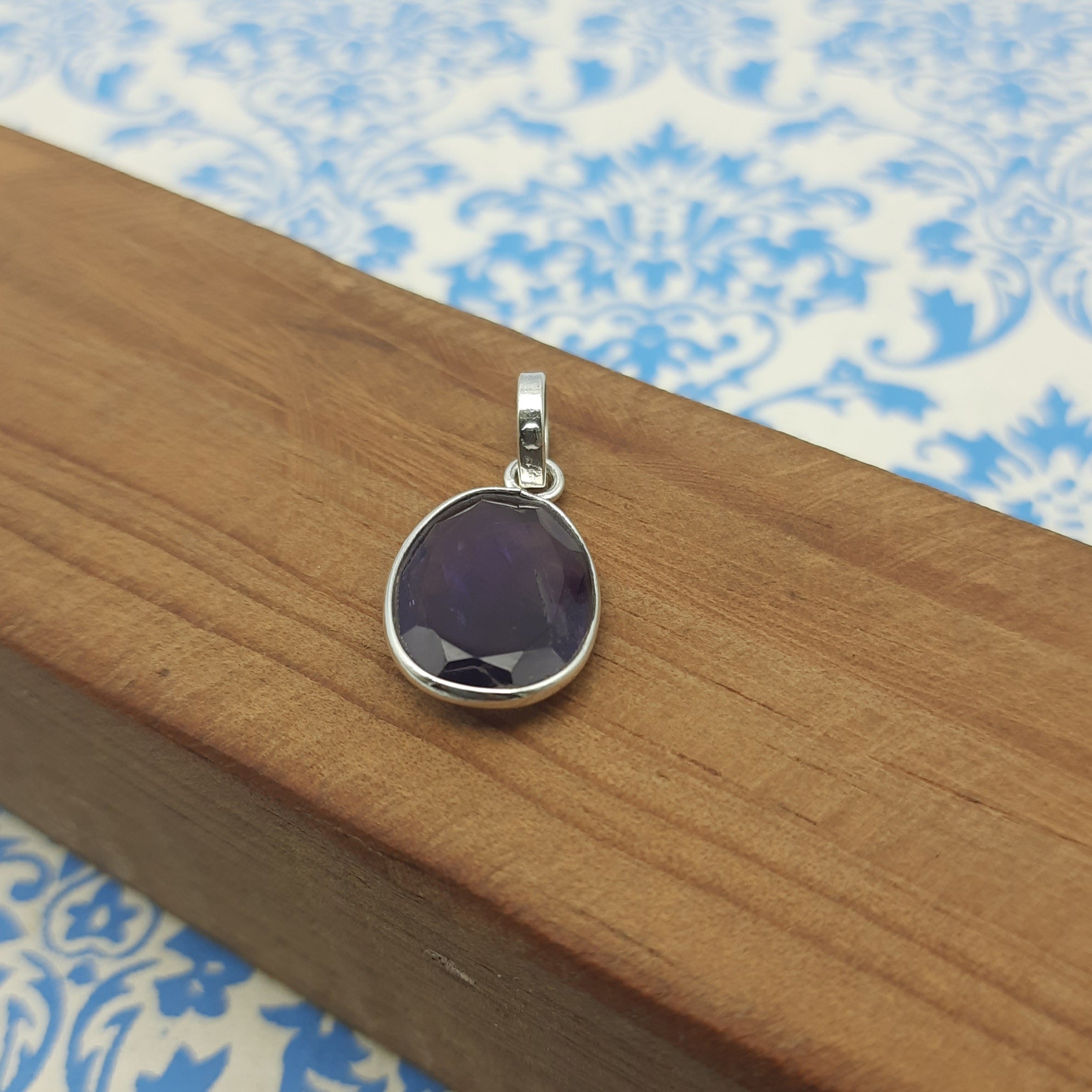 Faceted Amethyst 925 Silver Pendant Fashion Wholesale India