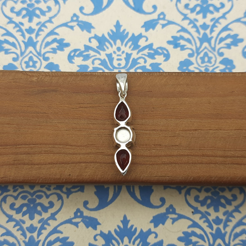 Garnet & Pearl 925 Sterling Silver Handmade Nepali Bohemian Dual Gem Jewelry