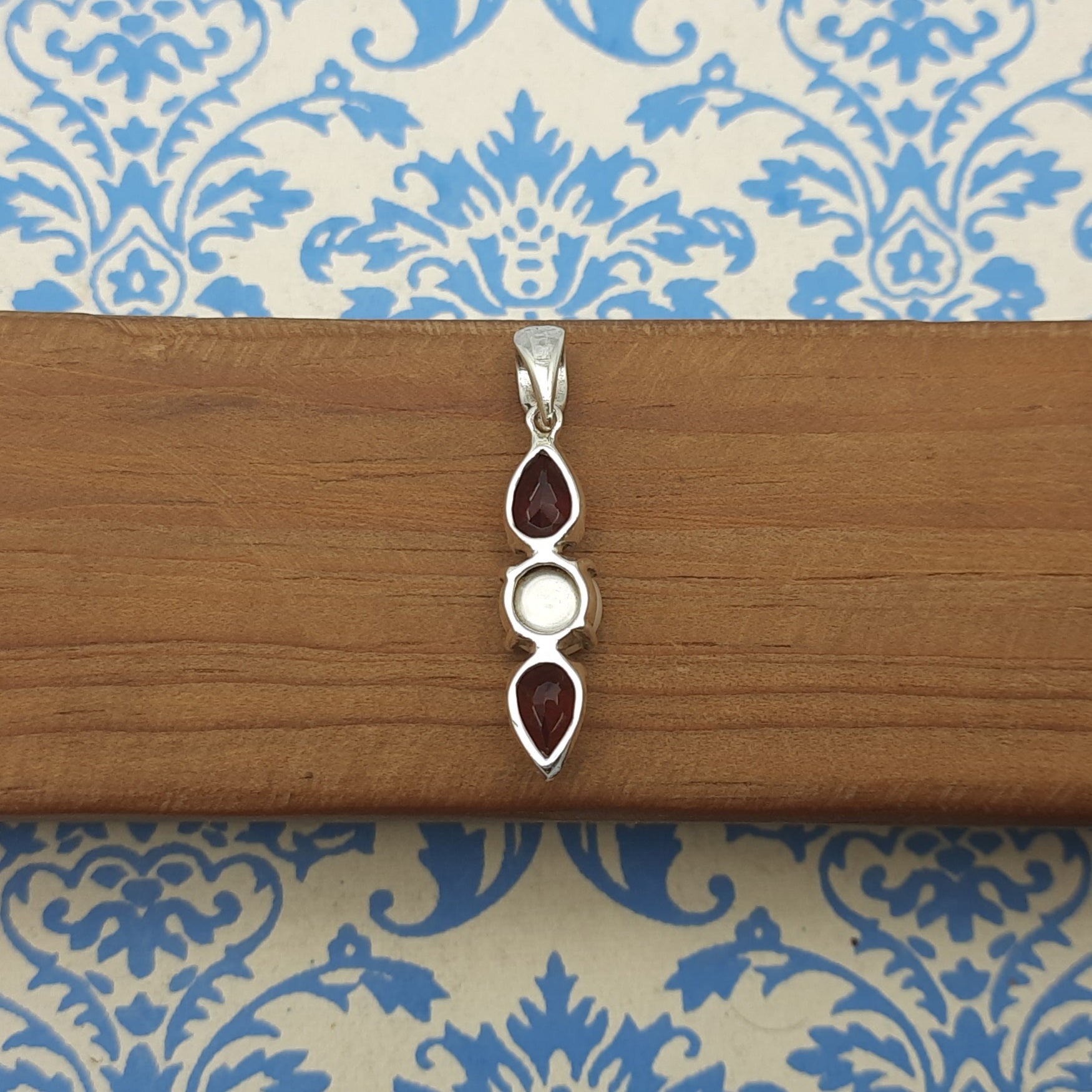 Garnet & Pearl 925 Sterling Silver Handmade Nepali Bohemian Dual Gem Jewelry