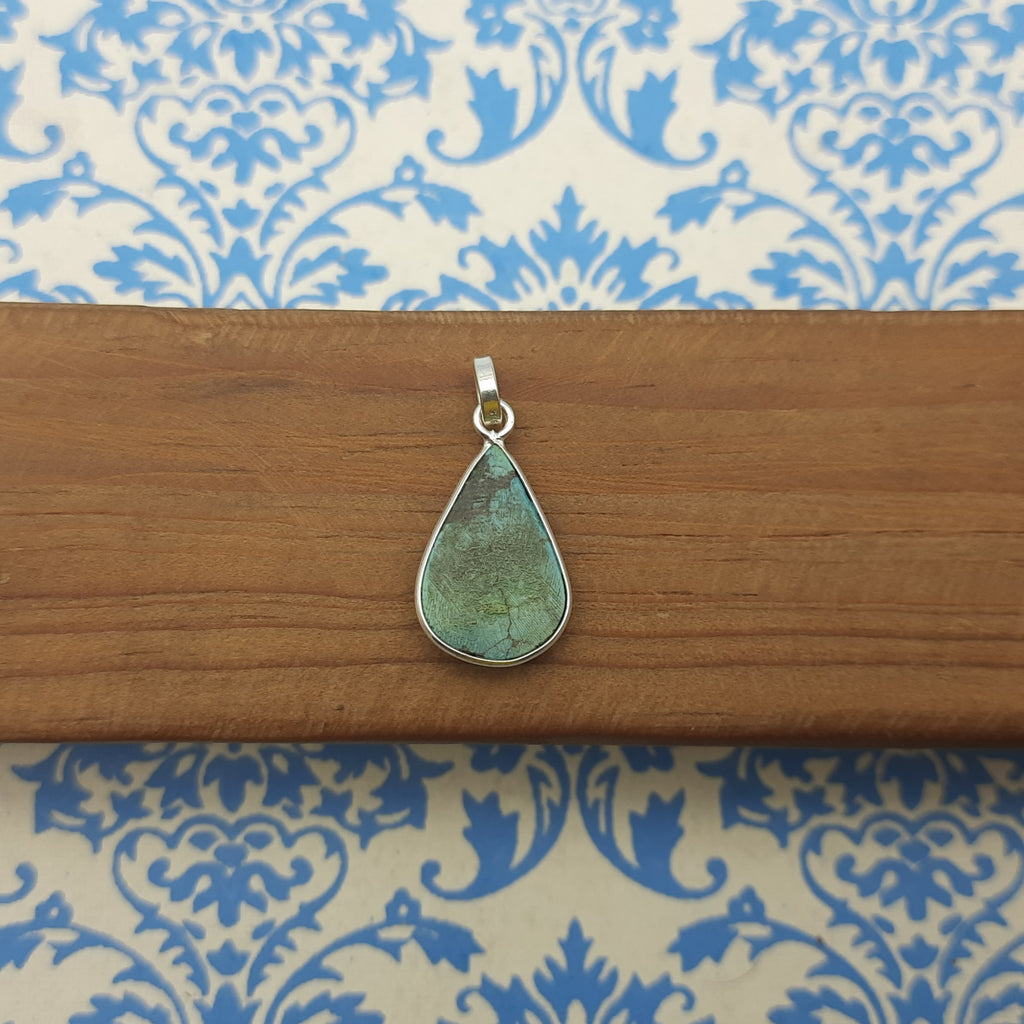 Tibetan Turquoise 925 Silver Drop Pendant Necklace Wholesale
