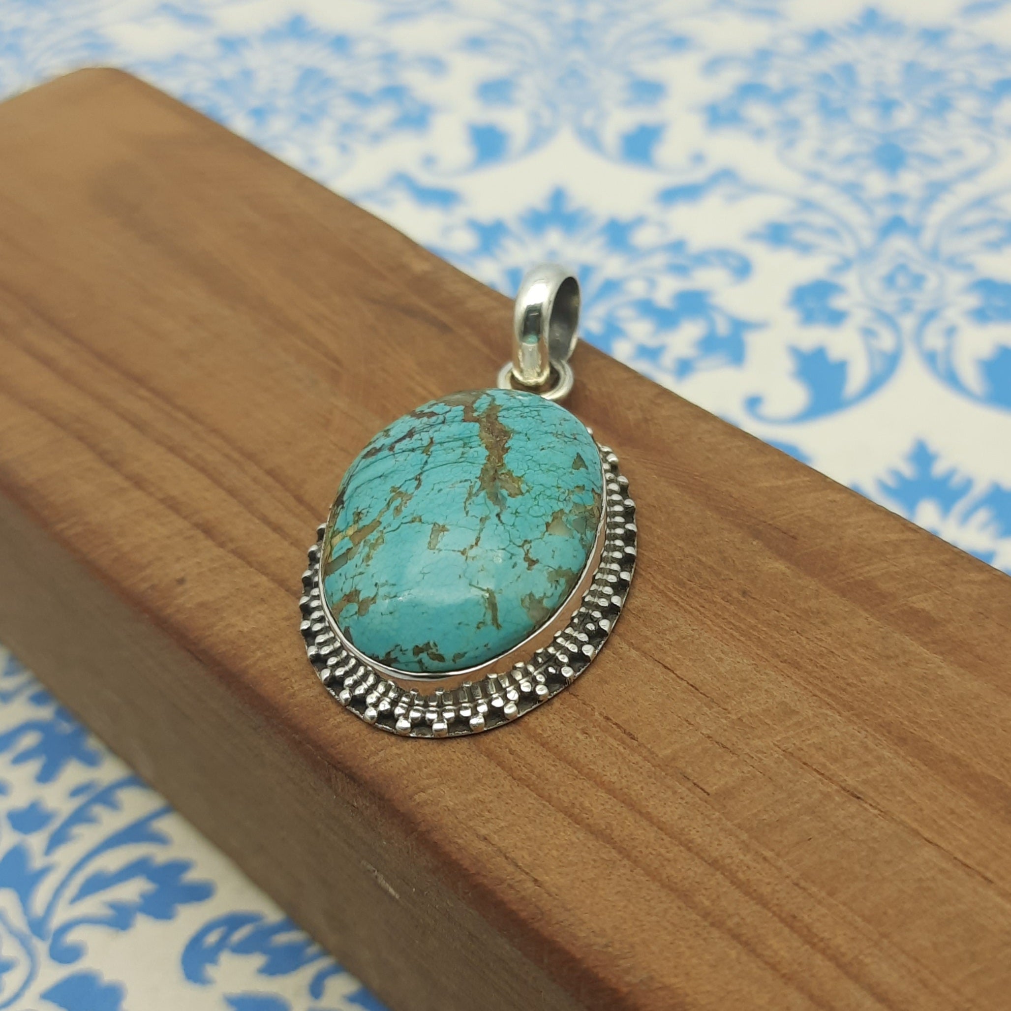 Tibetan Turquoise 925 Sterling Silver Handmade Nepali Tribal Bohemian Jewelry
