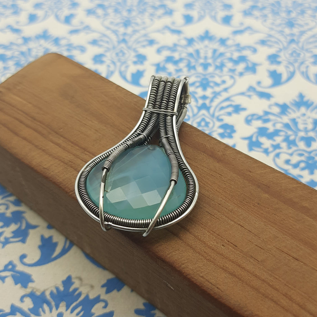 Aqua Chalcedony 925 Sterling Silver Handmade Nepali Bohemian Elegant Jewelry
