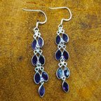 Natural Amethyst Marquise Dangle Earrings in 925 Silver