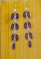 Natural Amethyst Marquise Dangle Earrings in 925 Silver