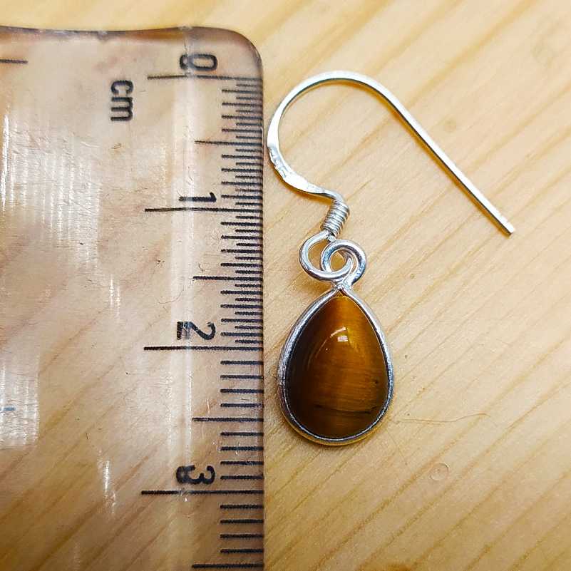 Classic Tiger Eye Stone 925 Silver Dangle Earrings