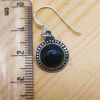 Elegant Black Onyx Round Earrings in 925 Sterling Silver