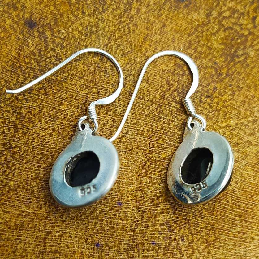 Elegant Black Onyx Round Earrings in 925 Sterling Silver
