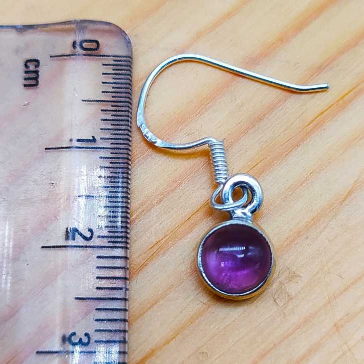 Minimal Round Amethyst Earrings – Everyday Sterling Silver Jewelry
