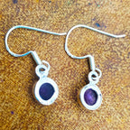 Minimal Round Amethyst Earrings – Everyday Sterling Silver Jewelry