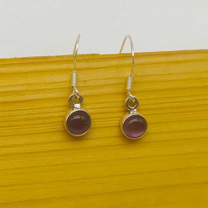 Minimal Round Amethyst Earrings – Everyday Sterling Silver Jewelry