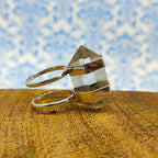 925 Sterling Silver Handmade Pencil Shape Crystal Gemstone Ring