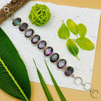 925 Silver Mystic Topaz Nepali Style Handmade Bracelet