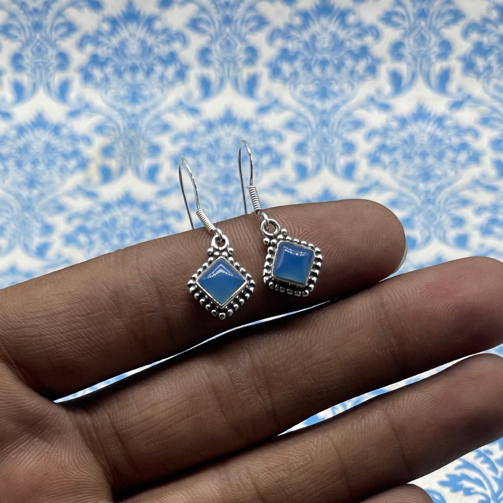 Fine Silver Chalcedony Earrings – Lightweight Handmade Earring